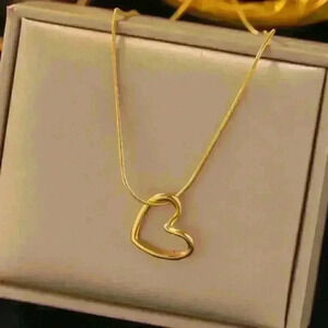 Gold Filled Open Heart Pendant Necklace
